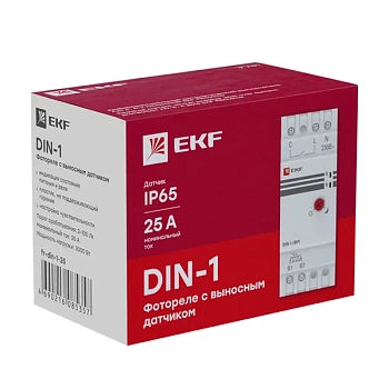 Фотореле с выносным датчиком DIN-1 (ФР) 2-100Лк 25А 3000Вт EKF