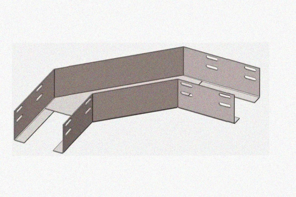 Лоток угловой перфорированный КГ 100х50-90 УТ1,5 поворот на 90, оцинкованный лист, S0,5