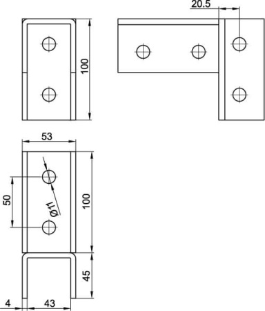 Соединитель С-образного профиля 41х41 под углом 90°, горячеоцинкованный DKC