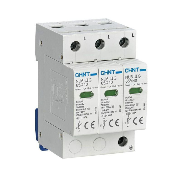 Ограничитель импульсных перенапряжений NU6-IIG 3П In=40кА Uc=440В Im=100кА CHINT