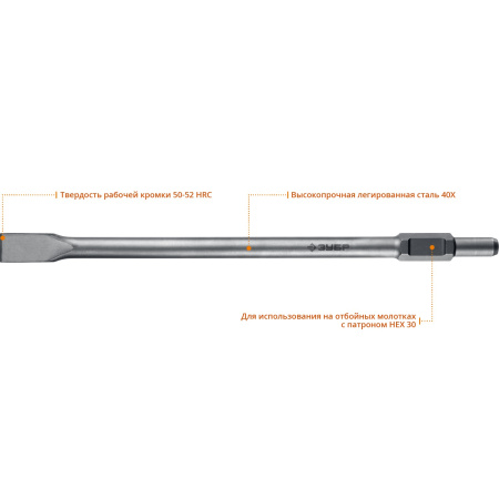 БУРАН HEX 30 Зубило плоское 35 х 600 мм ЗУБР