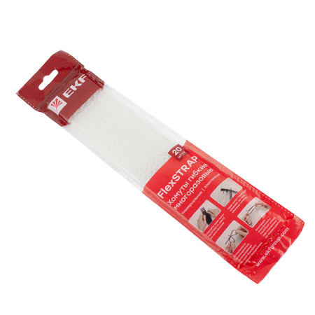 Хомут гибкий (20 шт) белый FlexSTRAP EKF