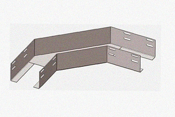 Лоток угловой замковый глухой КГЗГ 300х100-90 УТ1,5 поворот на 90, оцинкованный лист, S0,8