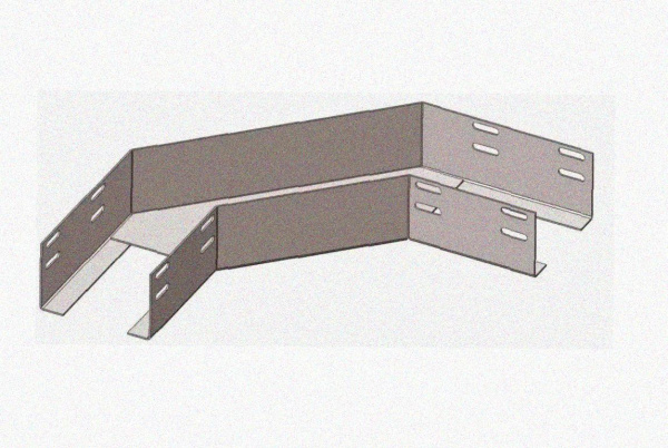 Лоток угловой замковый глухой КГЗГ 300х100-90 УТ1,5 поворот на 90, оцинкованный лист, S0,8