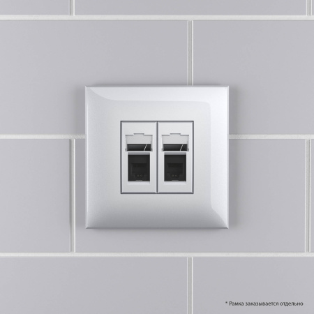 Телефонная розетка RJ-12 в стену двойная, "Avanti", "Закаленная сталь" DKC