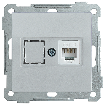 Розетка телефонная РТ12-1-Б RJ12 BOLERO серебряный IEK