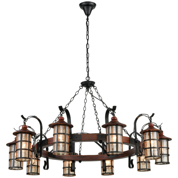 Люстра подвесная Дуб, Черный/Прозрачный E27 10*40Вт 560-703-10 VELANTE