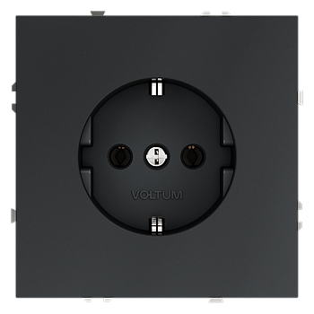 Розетка встраиваемая Voltum S70 с заземлением 16А, (графит)