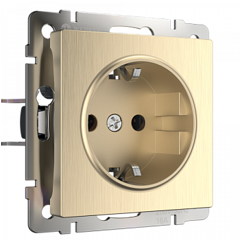 Встраиваемые механизмы Розетка СУ 1 мест. с зазем. 16А шампань рифленый IP20 Werkel