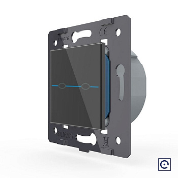 Двухклавишная сенсорная кнопка Quadro, цвет черный (механизм) Livolo