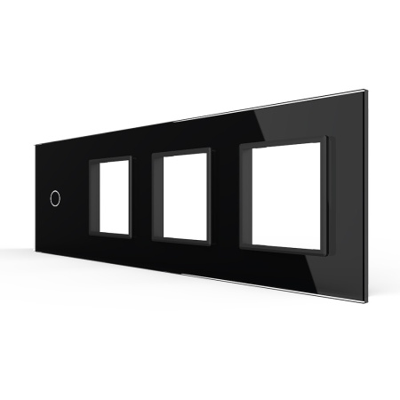 Панель для сенсорного выключателя и 3-х розеток, 1 клавиша, цвет черный, стекло Livolo