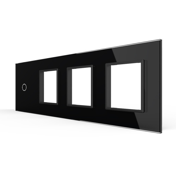 Панель для сенсорного выключателя и 3-х розеток, 1 клавиша, цвет черный, стекло Livolo