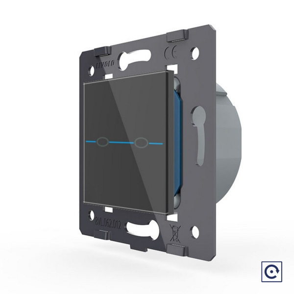 Двухклавишная сенсорная кнопка Quadro, цвет черный (механизм) Livolo