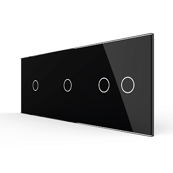 Панель тройная: 1 выключатель + 1 выключатель + 2 выключателя Черная Livolo