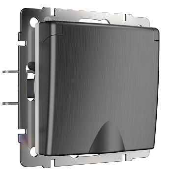 Розетка влагозащ. с зазем. с защит. крышкой и шторками (графит рифленый) СУ IP44 Werkel