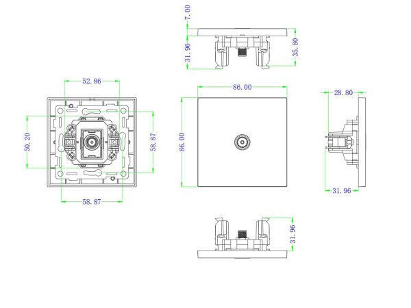 Donel N96 TV розетка (папа), Бронза, серия DT