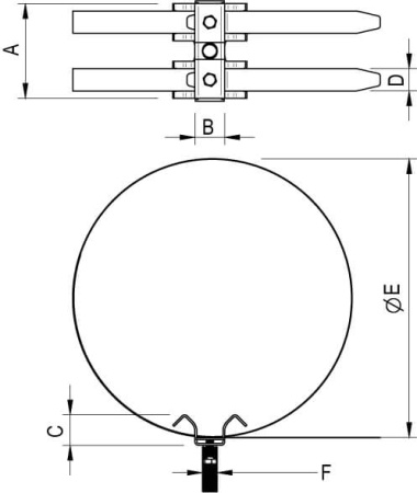 Двойной трубный хомут для изолированной мачты, D0-500 мм, M16 DKC