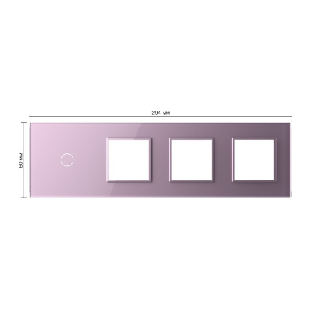 Панель для сенсорного выключателя и 3-х розеток, 1 клавиша, цвет розовый, стекло Livolo