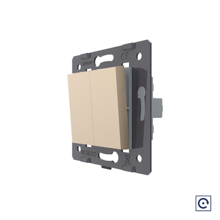 Двухклавишная механическая кнопка (звонок), цвет золотой (механизм) Livolo