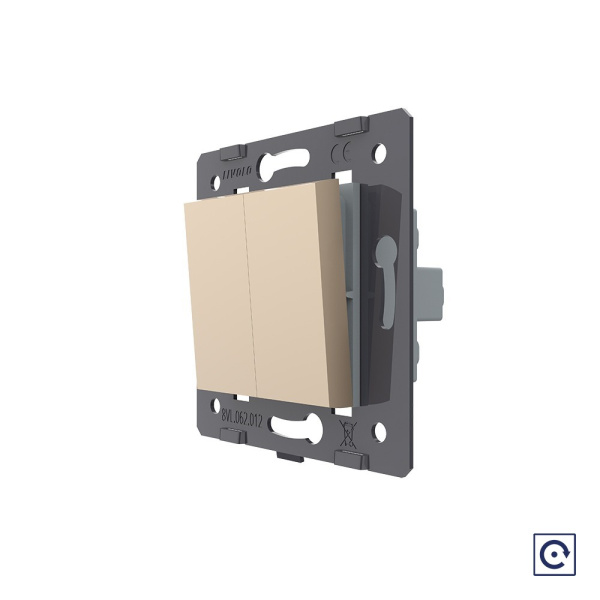 Двухклавишная механическая кнопка (звонок), цвет золотой (механизм) Livolo