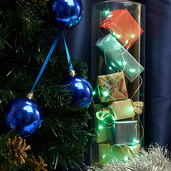 Св/д гирлянда Feron CL570 лин., зеленый, 2м + 0.5м, с питанием от батареек, прозр.шнур