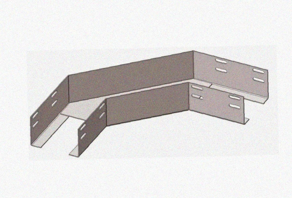 Лоток угловой глухой КГГ 250х80-90 УТ1,5 поворот на 90, оцинкованный лист, S1,5