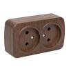 Минск Розетка 2-местная ОП 10А без заземления тёмное дерево EKF