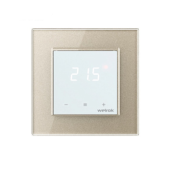 Терморегулятор Welrok LIS для рамки LIVOLO с сенсорным управлением, датчик пола 3 м, цвет белый с рамкой шампань