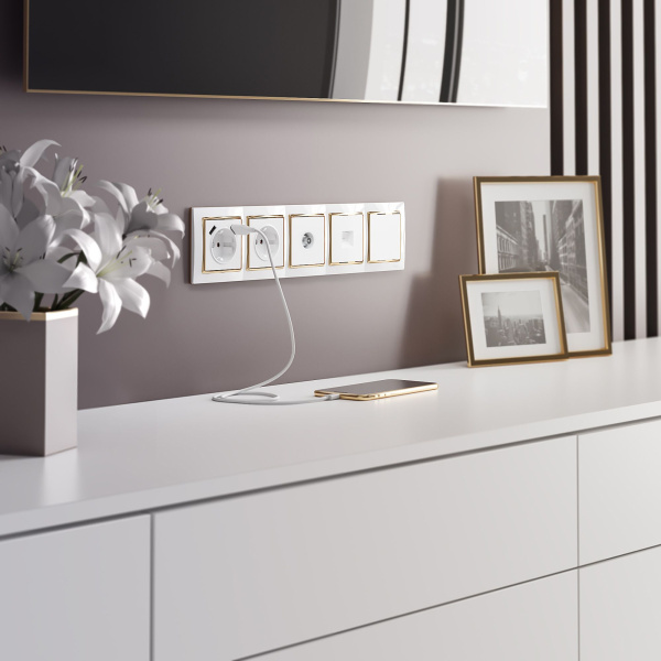 Телефонная розетка RJ-11 (белая) СУ IP20 Werkel