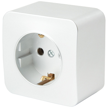 Розетка 1-местная с/з открытой установки, STEKKER, 250В, 16А, IP20, серия София, белый, MST16-11-01