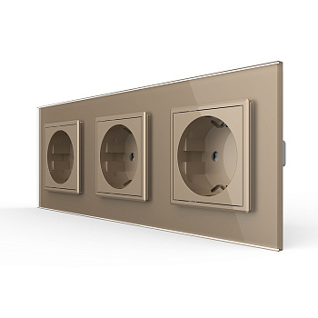 Розетка 3 модуля Золотая Livolo