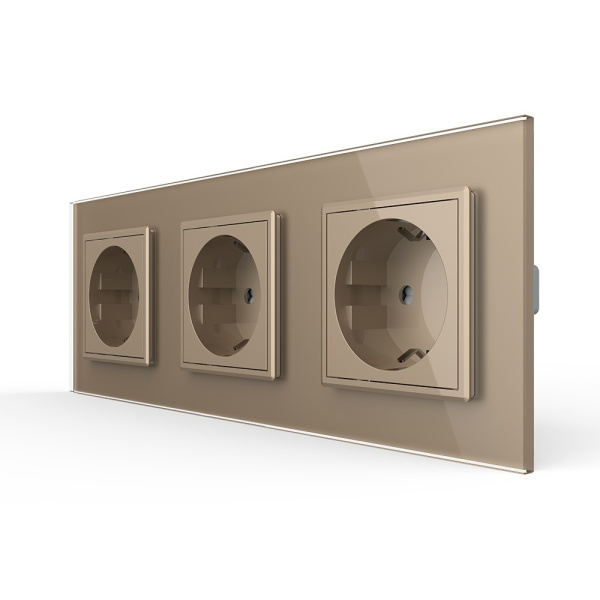 Розетка 3 модуля Золотая Livolo