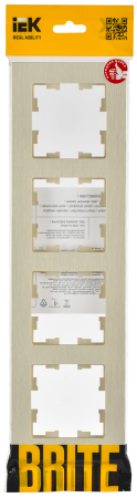 BRITE Рамка 4-мест. РУ-4-Бр беж. рифленый IEK