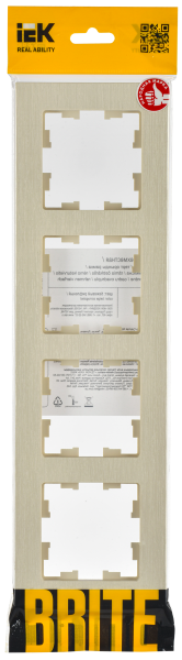 BRITE Рамка 4-мест. РУ-4-Бр беж. рифленый IEK