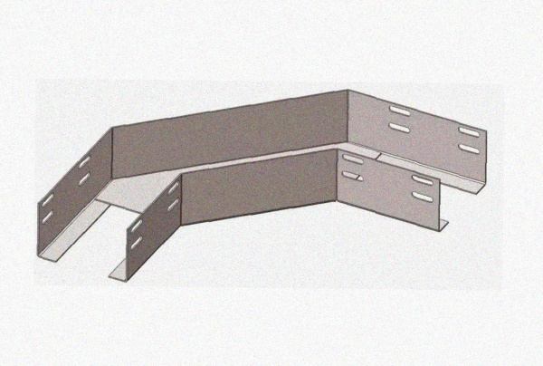 Лоток угловой замковый перфорированный КГЗ 300х100-135 УТ1,5 поворот на 135, оцинкованный лист S1,0