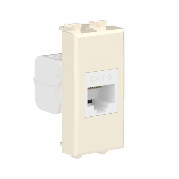 Компьютерная розетка RJ-45 без шторки модульная, кат.6, "Avanti", "Ванильная дымка", 1 модуль DKC