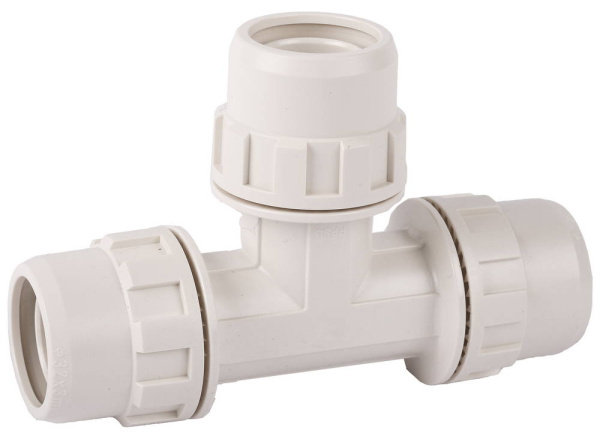 Тройник "ШиреФит" соединительный "штуцер с гайкой - штуцер с гайкой - штуцер с гайкой", 32мм ЗУБР