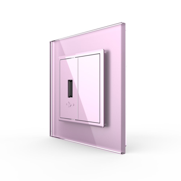 Розетка USB с блоком 5В 2.1А Розовая Livolo