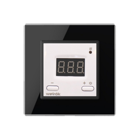 Терморегулятор Welrok ST для рамки LIVOLO с электронным управлением, датчик пола 3 м, цвет белый с черной рамкой Терморегулятор Welrok ST для рамки LIVOLO с электронным управлением, датчик пола 3 м, цвет белый с черной рамкой