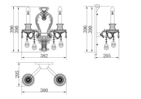 Бра 2*E14 40Вт Золото IP20 Palace DIA890-WL-02-G Maytoni
