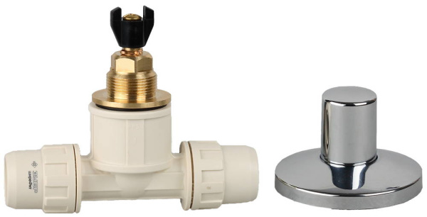 Кран "ШиреФит" запорный в сборе "штуцер с гайкой - кран запорный - штуцер с гайкой", 16мм ЗУБР