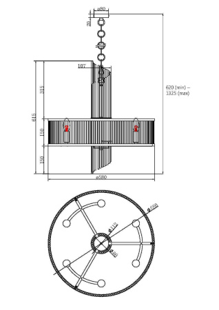 Подвесной светильник 6*E14 60Вт Золото IP20 Frame MOD174PL-06G Maytoni