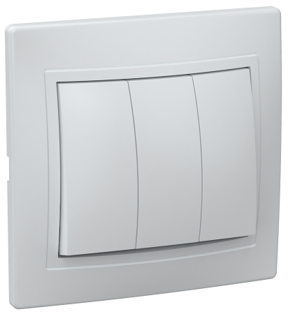 Выключатель 3-клавишный ВС10-3-0-КБ 10А КВАРТА белый IEK