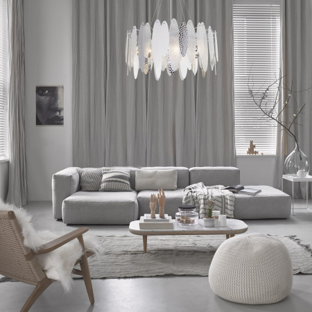 Подвесная люстра с фактурным стеклом 8*E14 60Вт хром IP20 Canaria (324/8 хром) Bogate's