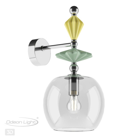 Бра E14 1*40W 4893/1WB BIZET хром/раноцветн./керамика/стекло ODEON LIGHT
