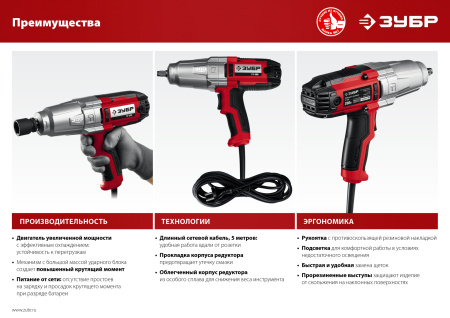 ГС-300 гайковерт ударный сетевой, 300 Нм, 1/2" ЗУБР