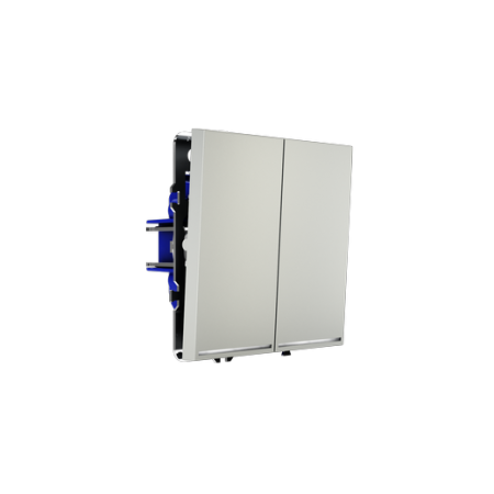 Выключатель встраиваемый Voltum S70 двухклавишный с подсветкой 10А, (сталь)