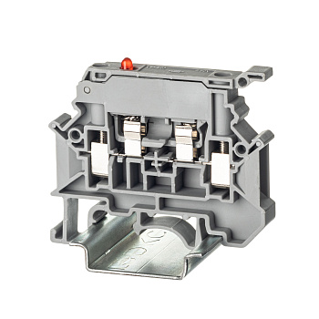 Клемма для предохранителя, винтовой зажим, 2 точки подключения, индикация 250В, 4 кв.мм, серая DKC