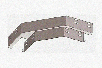 Лоток угловой глухой КГГ 200х100-90 УТ1,5 поворот на 90, оцинкованный лист S1,0