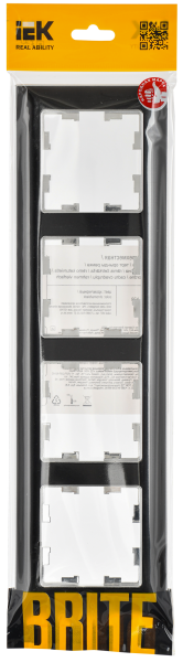 BRITE Рамка 4-мест. РУ-4-Бр хром/черн. IEK